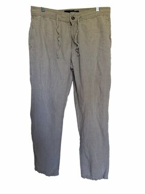 Black Brown 1826 Men’s Linen Pants W32 L30 Cream Natural Drawstring Casual